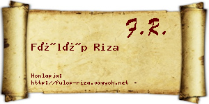 Fülöp Riza névjegykártya